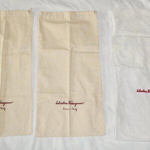 LOT OF 3 SALVATORE FERRAGAMO DUST COVER BAGS - 2 BEIGE, 1 WHITE